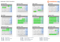Kalender 2016 mit Ferien und Feiertagen Venetien