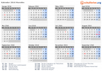 Kalender 2016 mit Ferien und Feiertagen Marokko