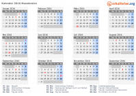Kalender 2016 mit Ferien und Feiertagen Nordmazedonien