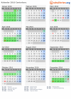 Kalender 2016 mit Ferien und Feiertagen Canterbury