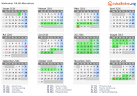 Kalender 2016 mit Ferien und Feiertagen Akershus