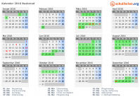 Kalender 2016 mit Ferien und Feiertagen Buskerud