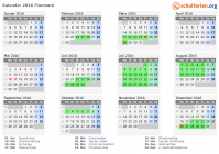 Kalender 2016 mit Ferien und Feiertagen Finnmark