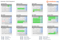 Kalender 2016 mit Ferien und Feiertagen Rogaland