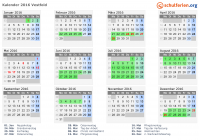 Kalender 2016 mit Ferien und Feiertagen Vestfold