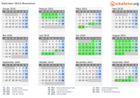 Kalender 2016 mit Ferien und Feiertagen Masowien