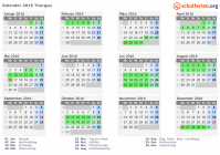 Kalender 2016 mit Ferien und Feiertagen Thurgau