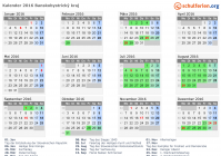 Kalender 2016 mit Ferien und Feiertagen Banskobystrický kraj