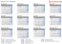 Kalender 2017 mit Ferien und Feiertagen Äthiopien
