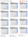 Kalender 2017 mit Ferien und Feiertagen Nordterritorium