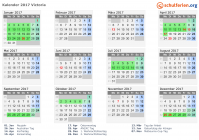 Kalender 2017 mit Ferien und Feiertagen Victoria