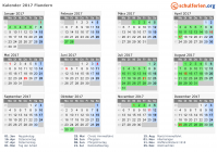 Kalender 2017 mit Ferien und Feiertagen Flandern