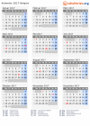 Kalender 2017 mit Ferien und Feiertagen Belgien
