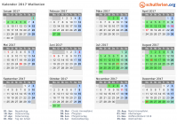 Kalender 2017 mit Ferien und Feiertagen Wallonien