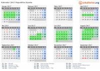 Kalender 2017 mit Ferien und Feiertagen Republika Srpska