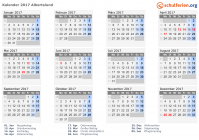 Kalender 2017 mit Ferien und Feiertagen Albertslund