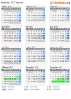 Kalender 2017 mit Ferien und Feiertagen Hjørring