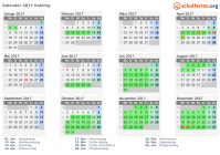 Kalender 2017 mit Ferien und Feiertagen Kolding