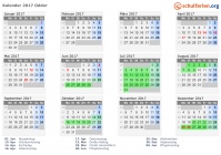 Kalender 2017 mit Ferien und Feiertagen Odder