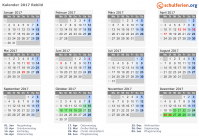 Kalender 2017 mit Ferien und Feiertagen Rebild