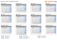 Kalender 2017 mit Ferien und Feiertagen Vesthimmerlands