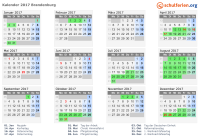 Kalender 2017 mit Ferien und Feiertagen Brandenburg