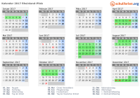 Kalender 2017 mit Ferien und Feiertagen Rheinland-Pfalz