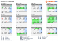 Kalender 2017 mit Ferien und Feiertagen Toulouse