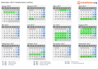 Kalender 2017 mit Ferien und Feiertagen Gelderland (mitte)
