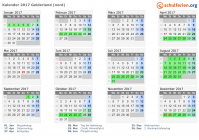Kalender 2017 mit Ferien und Feiertagen Gelderland (nord)