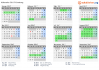 Kalender 2017 mit Ferien und Feiertagen Limburg