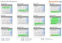 Kalender 2017 mit Ferien und Feiertagen Nordholland