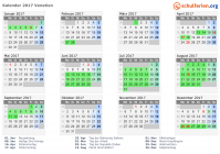 Kalender 2017 mit Ferien und Feiertagen Venetien