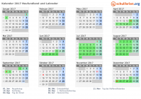Kalender 2017 mit Ferien und Feiertagen Neufundland und Labrador