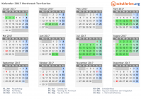 Kalender 2017 mit Ferien und Feiertagen Nordwest-Territorien