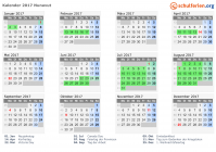 Kalender 2017 mit Ferien und Feiertagen Nunavut
