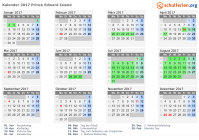 Kalender 2017 mit Ferien und Feiertagen Prince Edward Island