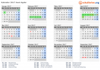 Kalender 2017 mit Ferien und Feiertagen Aust-Agder