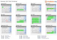 Kalender 2017 mit Ferien und Feiertagen Süd-Tröndelag