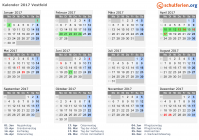 Kalender 2017 mit Ferien und Feiertagen Vestfold