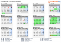 Kalender 2017 mit Ferien und Feiertagen Kujawien-Pommern