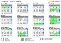 Kalender 2017 mit Ferien und Feiertagen Schleswig-Holstein