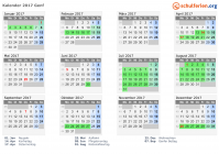Kalender 2017 mit Ferien und Feiertagen Genf