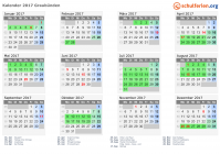 Kalender 2017 mit Ferien und Feiertagen Graubünden