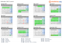 Kalender 2017 mit Ferien und Feiertagen Luzern