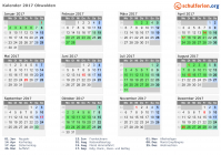 Kalender 2017 mit Ferien und Feiertagen Obwalden