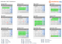 Kalender 2017 mit Ferien und Feiertagen Solothurn