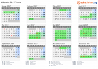 Kalender 2017 mit Ferien und Feiertagen Tessin
