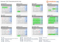 Kalender 2017 mit Ferien und Feiertagen Banskobystrický kraj