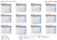 Kalender 2017 mit Ferien und Feiertagen Pilsen-Stadt